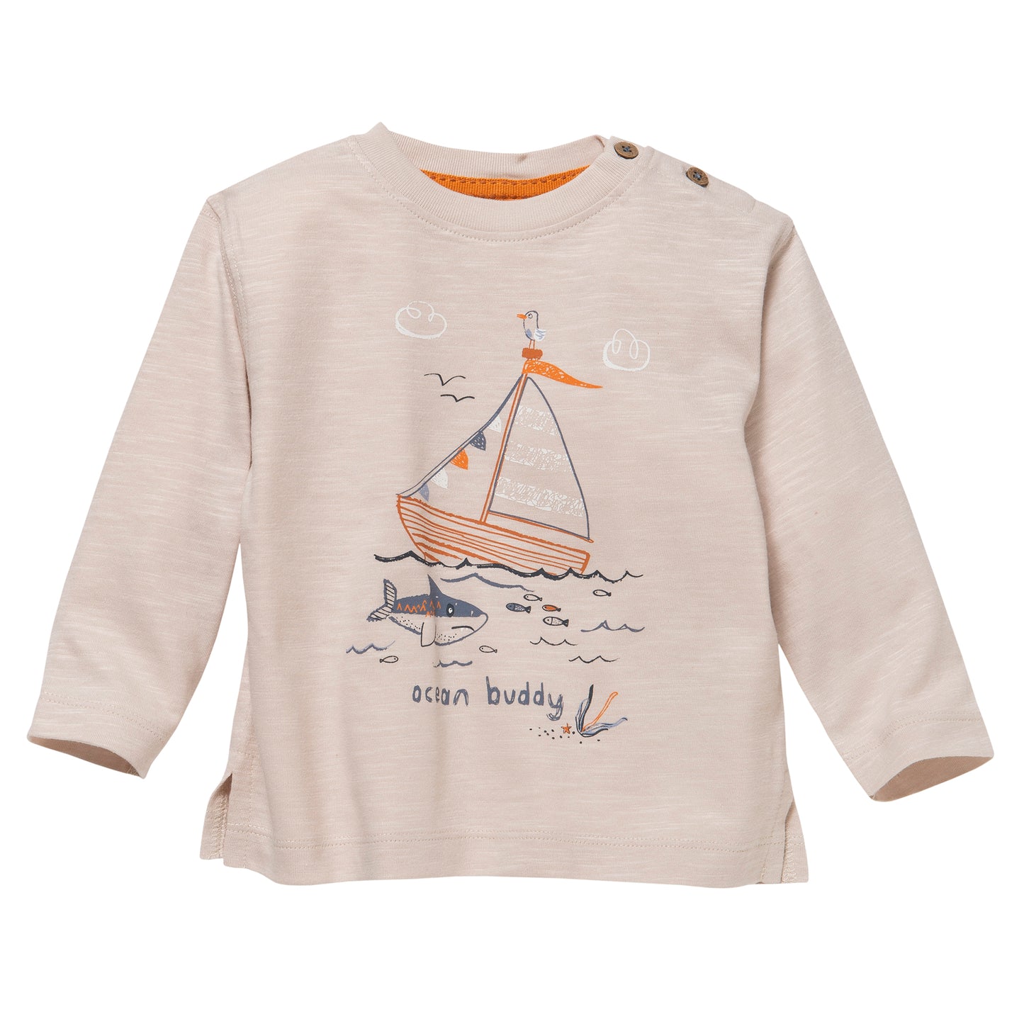 Baby Langarm Shirt Segelboot hellbeige