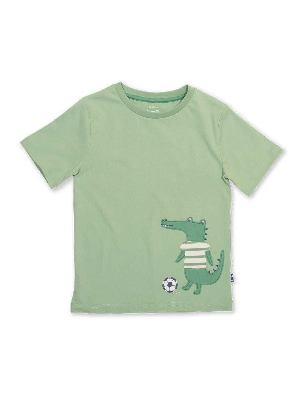 Kinder T-Shirt mit Krokodil und Fußball Applikation grün