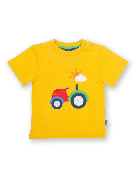 T Shirt Kinder und Babys Traktor gelb